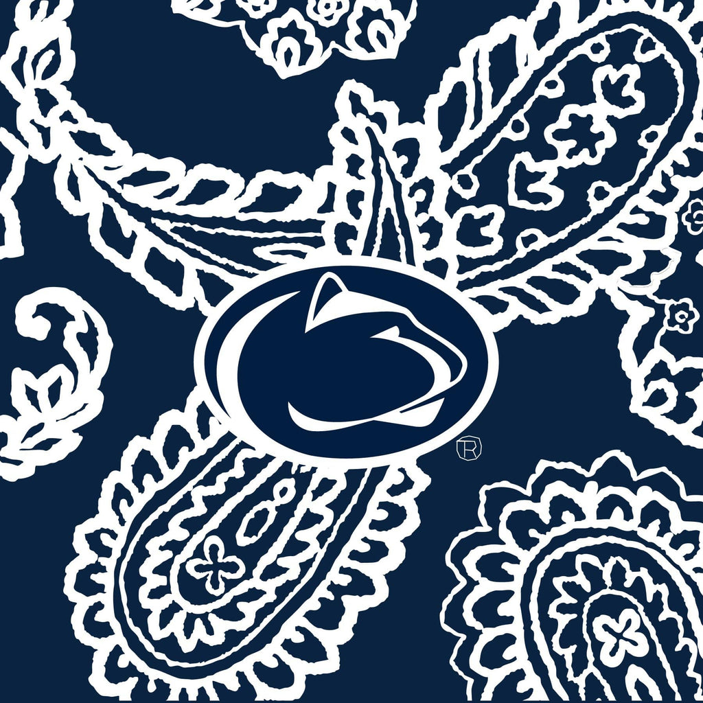 Collegiate Plush XL Throw Blanket-Navy/White Bandana with Penn State University Logo-Image 2-Vera Bradley