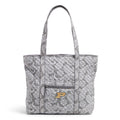 Collegiate Vera Tote Bag-Gray/White Bandana with Purdue Univeristy Logo-Image 1-Vera Bradley