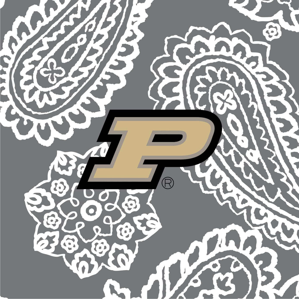 Collegiate Vera Tote Bag-Gray/White Bandana with Purdue Univeristy Logo-Image 2-Vera Bradley
