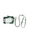 Collegiate Zip ID Lanyard-Dark Green/White Rain Garden with Michigan State University Logo-Image 1-Vera Bradley