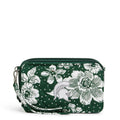 Collegiate RFID All in One Crossbody Bag-Dark Green/White Rain Garden with Michigan State University Logo-Image 1-Vera Bradley