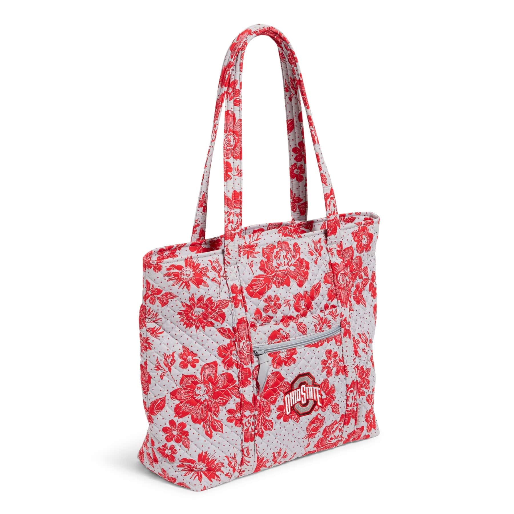 Collegiate Vera Tote Bag-Gray/Red Rain Garden with The Ohio State University Logo-Image 2-Vera Bradley