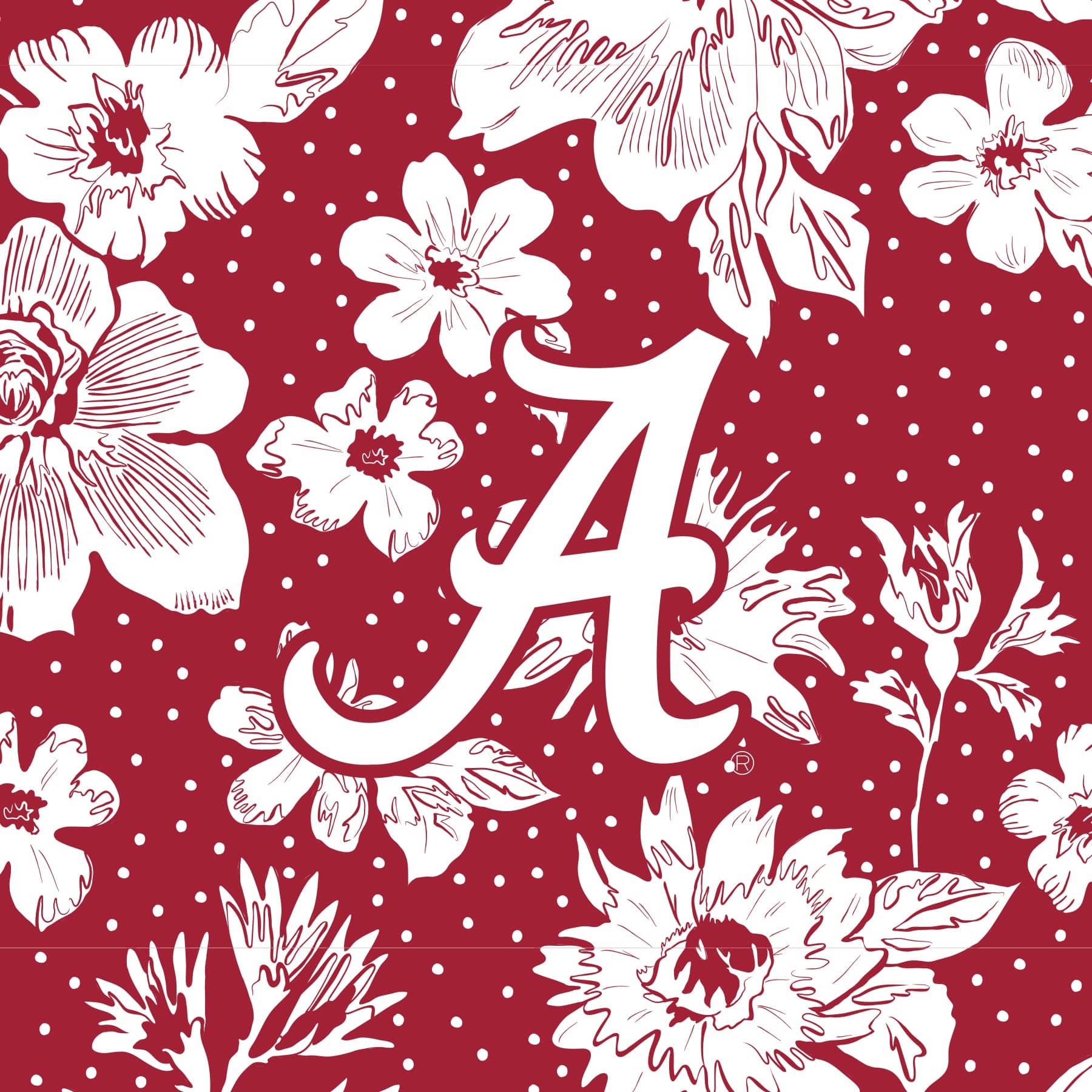 Tervis 24oz Wide Mouth Bottle-Cardinal/White Rain Garden with The University of Alabama-Image 2-Vera Bradley