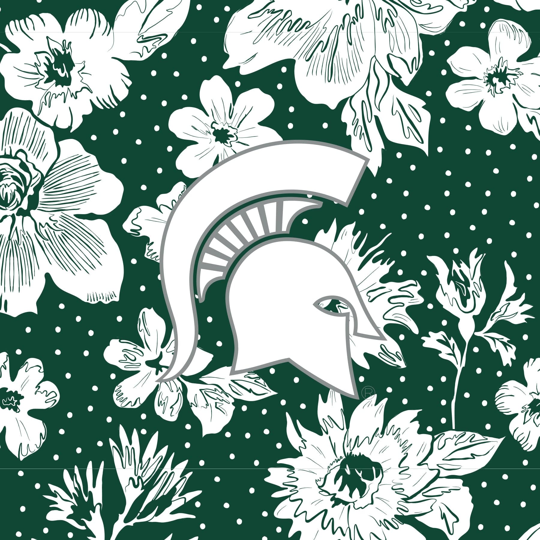 Tervis 24oz Wide Mouth Bottle-Dk Green/White Rain Garden with Michigan State University-Image 2-Vera Bradley