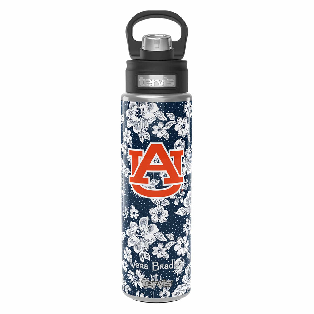 Tervis 24oz Wide Mouth Bottle-Navy/White Rain Garden with Auburn University-Image 2-Vera Bradley