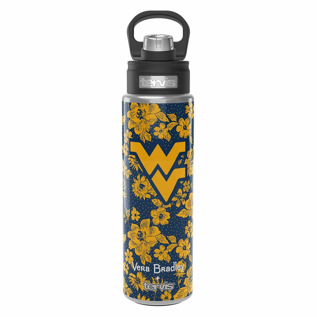 Tervis 24oz Wide Mouth Bottle-Navy/Gold Rain Garden with West Virginia University-Image 2-Vera Bradley