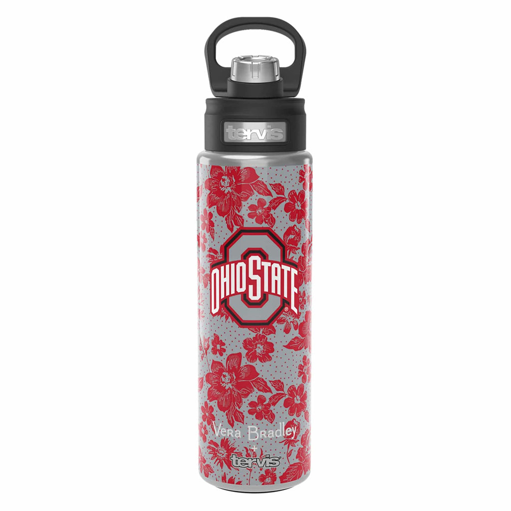 Tervis 24oz Wide Mouth Bottle-Gray/Red Rain Garden with The Ohio State University-Image 2-Vera Bradley