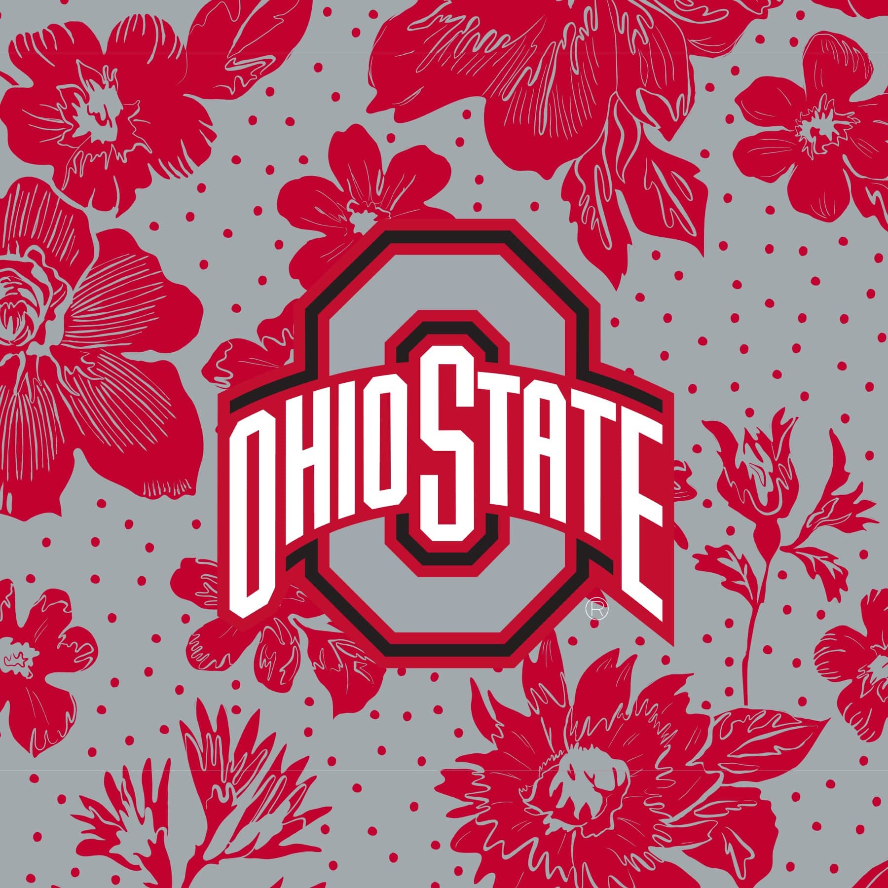 Tervis 24oz Wide Mouth Bottle-Gray/Red Rain Garden with The Ohio State University-Image 2-Vera Bradley