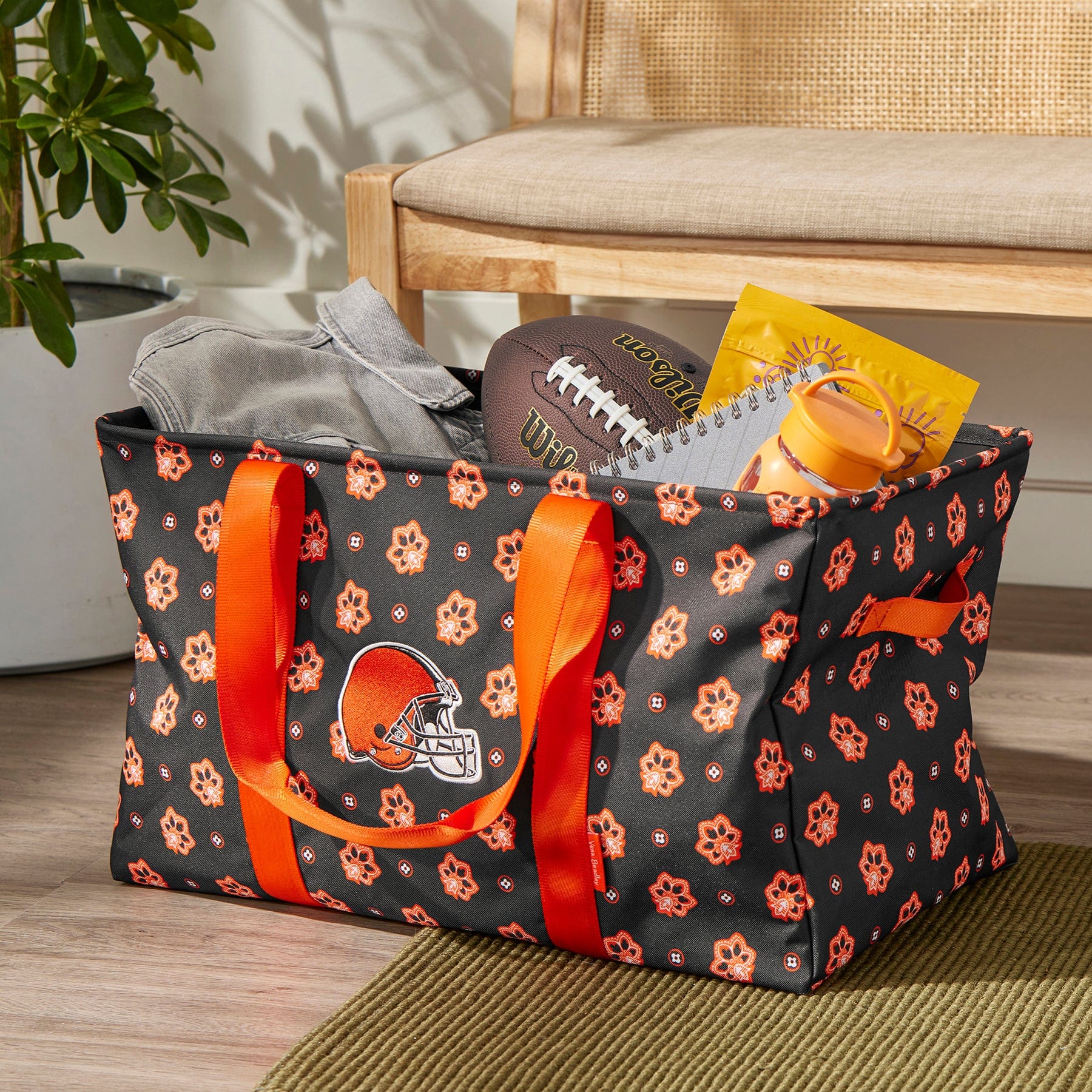 NFL ReActive Large Car Tote-Cleveland Browns Bandana-Image 1-Vera Bradley