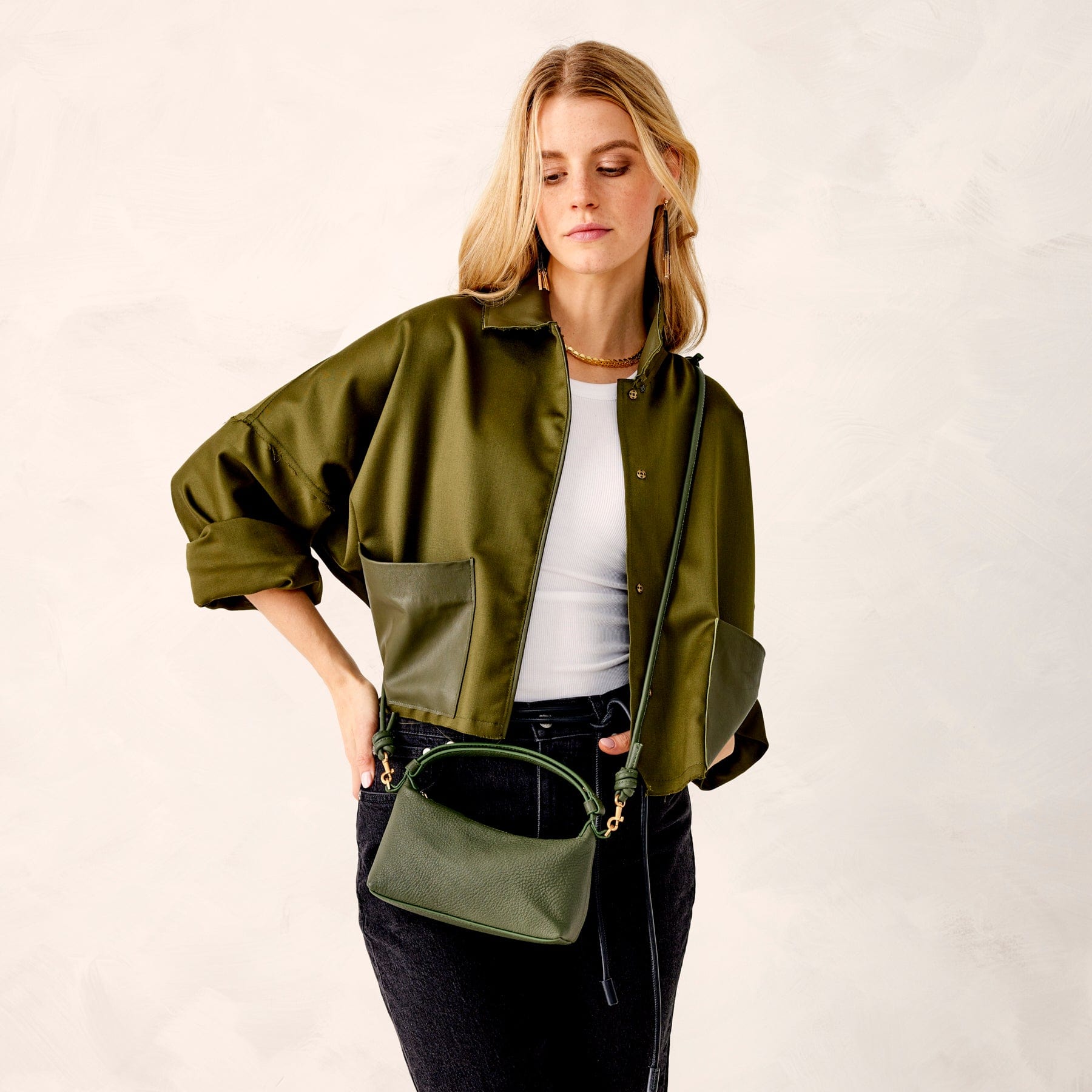 Roxbury Crescent Crossbody-Bronze Green-Image 2-Vera Bradley
