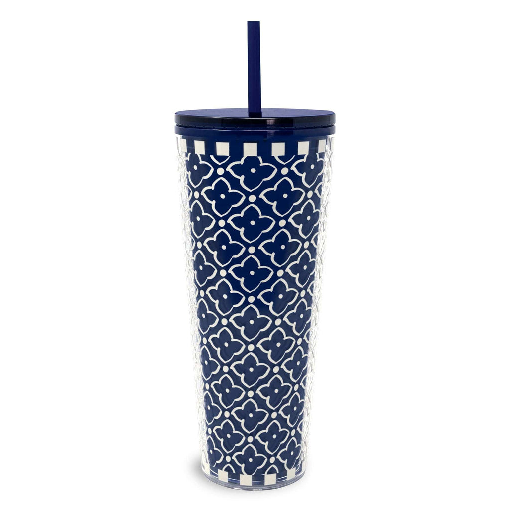 Tumbler with Straw-Moorish Peacoat-Image 1-Vera Bradley