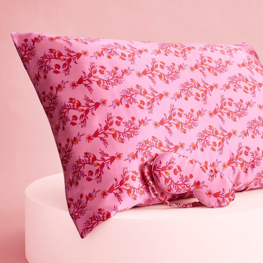 Silk Pillow Case & Sleep Mask Set-Flourishing Garden Ogee-Image 2-Vera Bradley