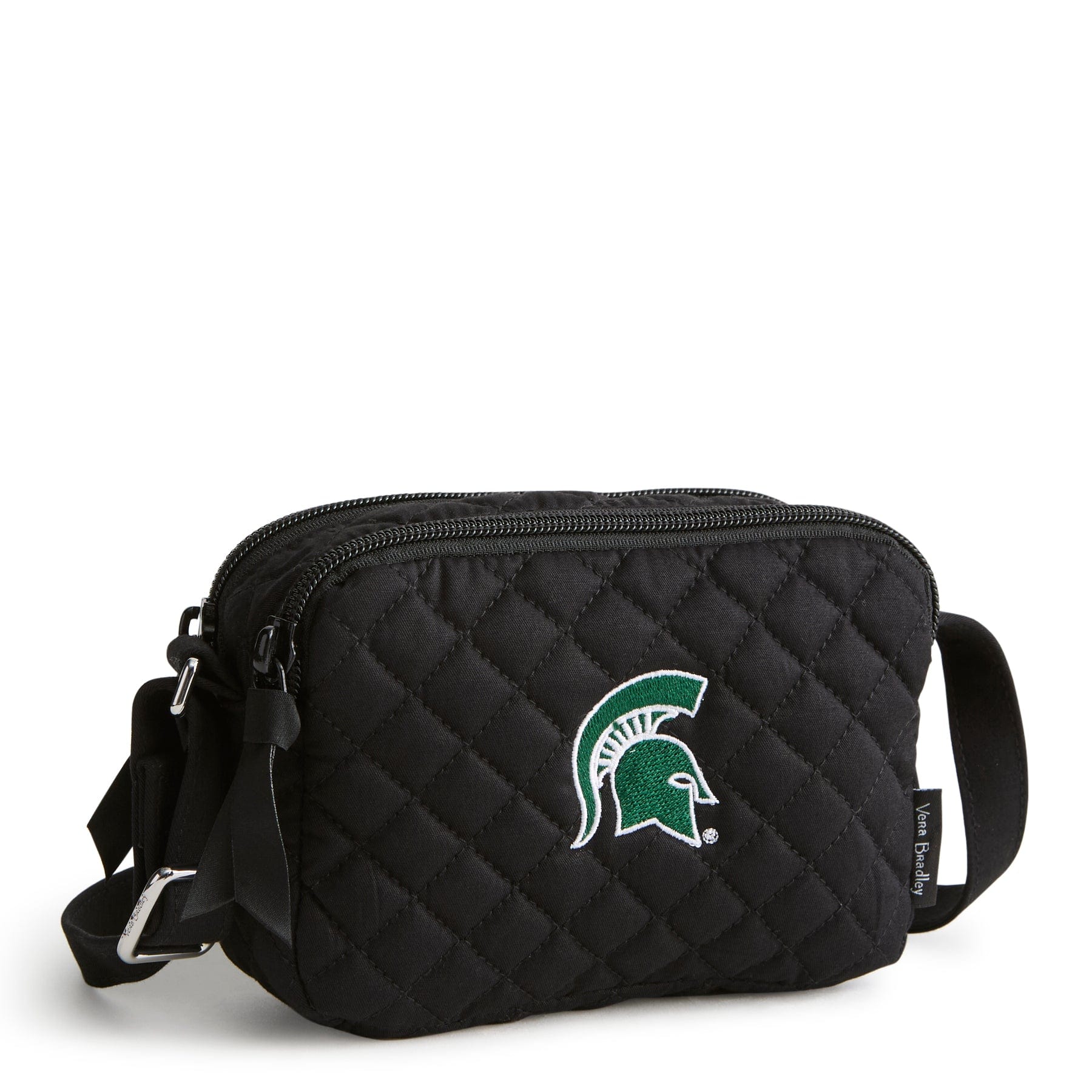 Small Stadium Crossbody-Black with Michigan State University-Image 1-Vera Bradley