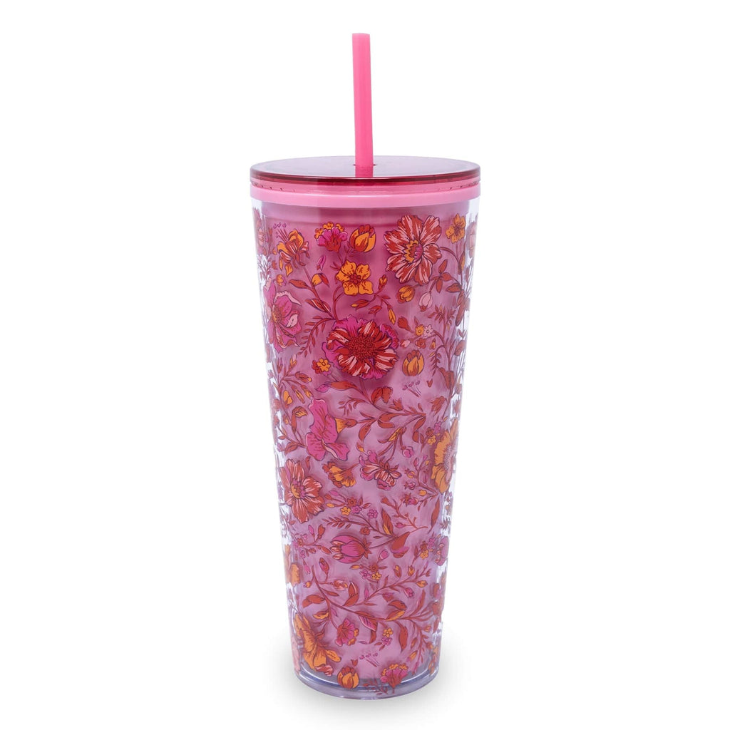 Tumbler with Straw-Flourishing Garden-Image 1-Vera Bradley