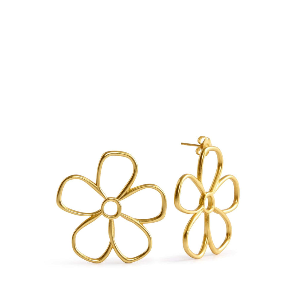 Graphic Flower Earrings-Satin Gold-Image 1-Vera Bradley