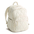 Quilted white backpack on a white background