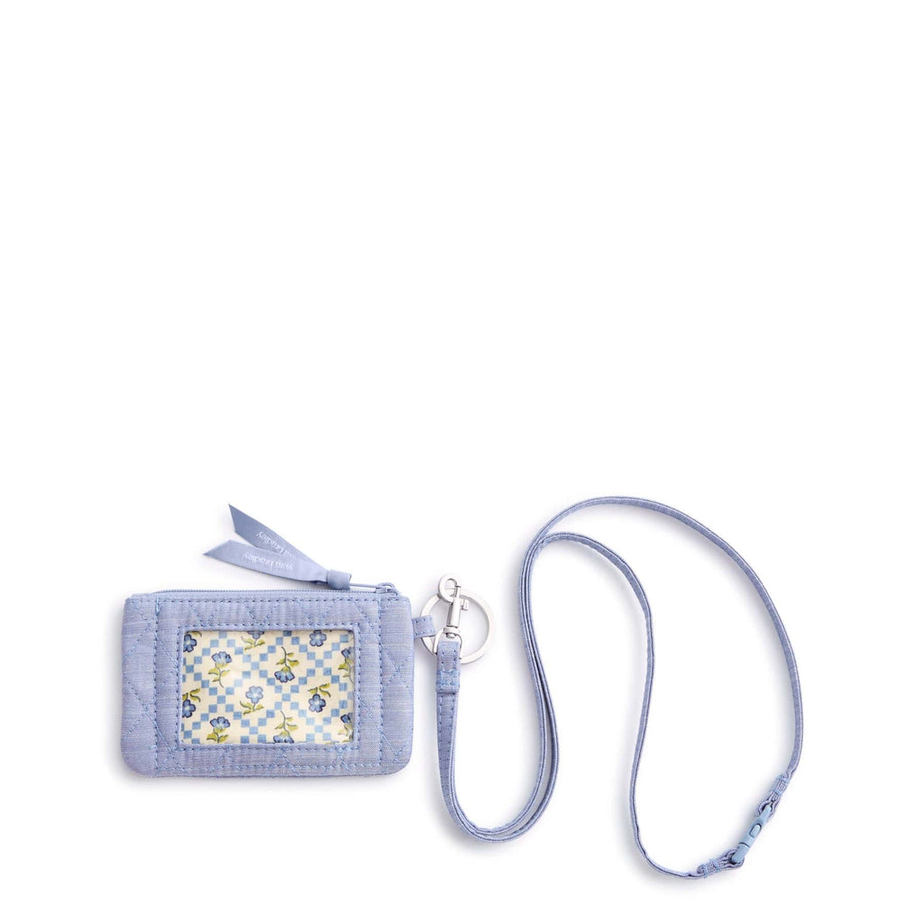 Zip ID Pouch w/Breakaway Lanyard-Blue Chambray-Image 1-Vera Bradley