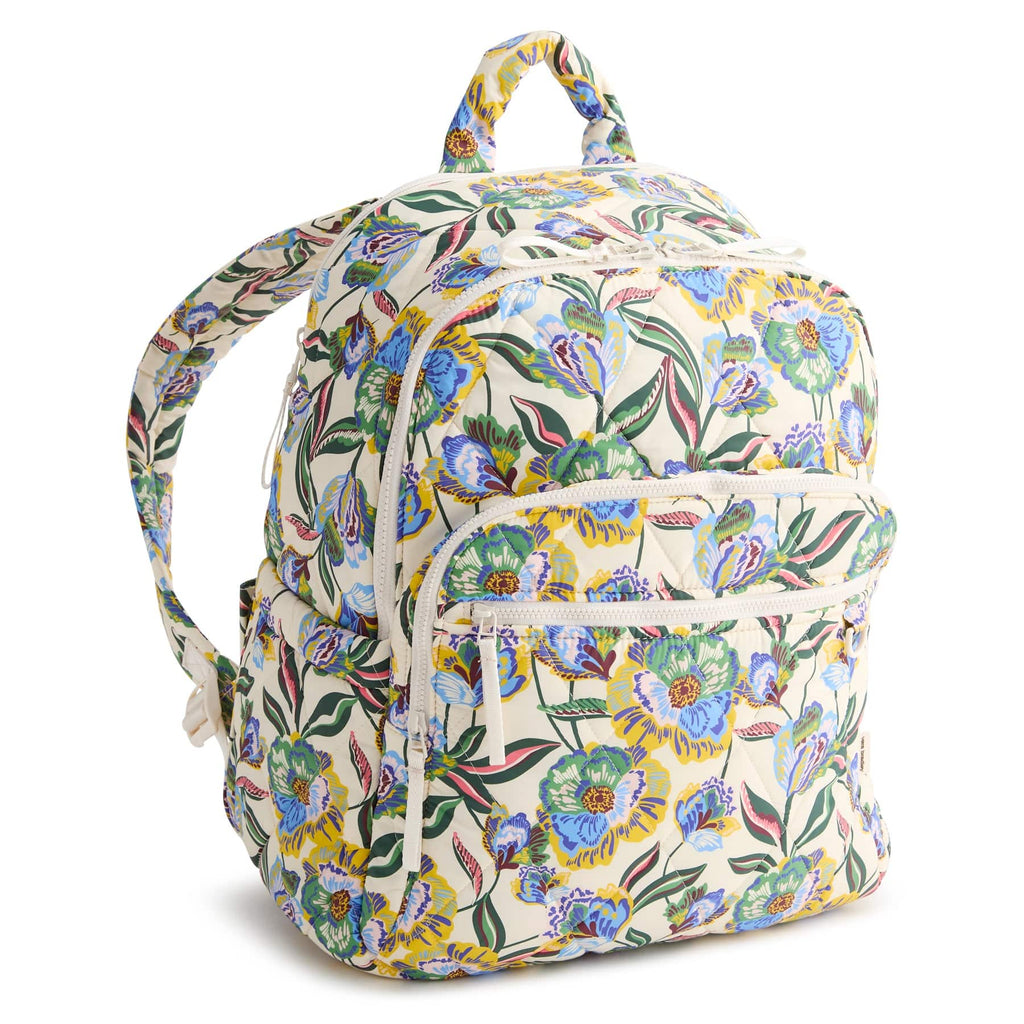 Floral patterned backpack on a white background