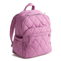 Quilted purple backpack on a white background