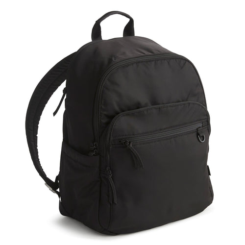 Black backpack on a white background