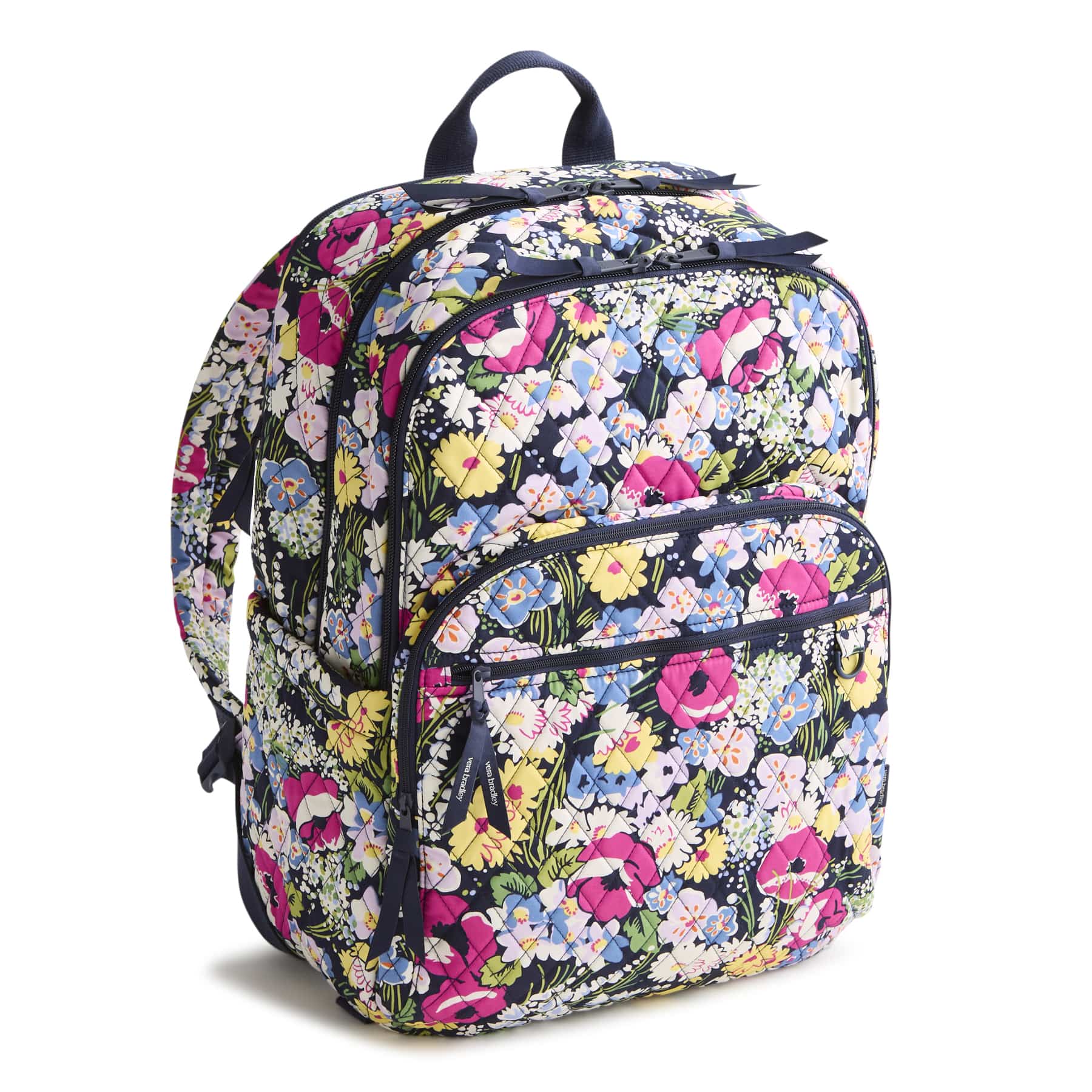 Floral patterned backpack on a white background