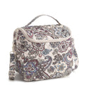 Patterned handbag with floral design on a white background