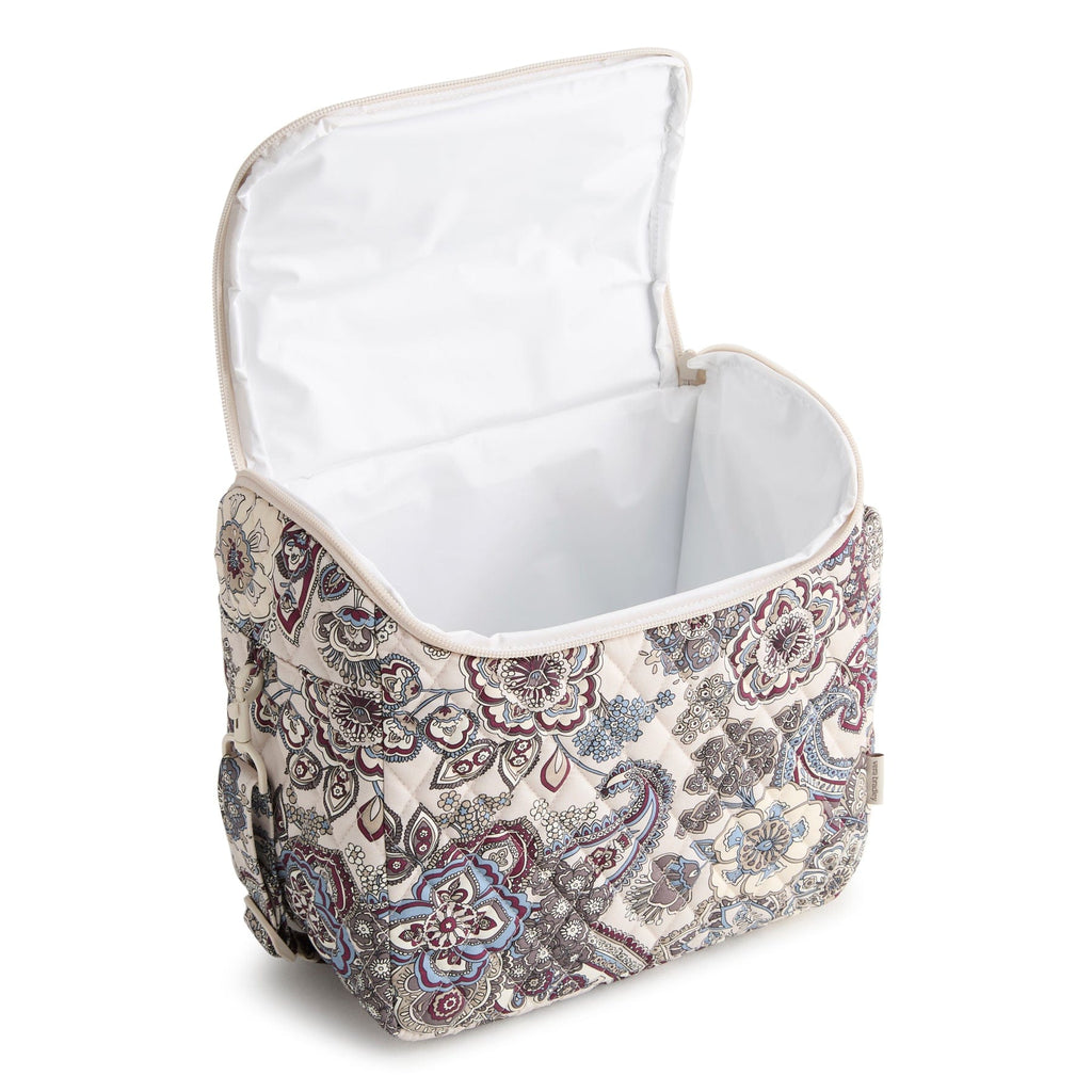 Fabric storage basket with paisley pattern on a white background
