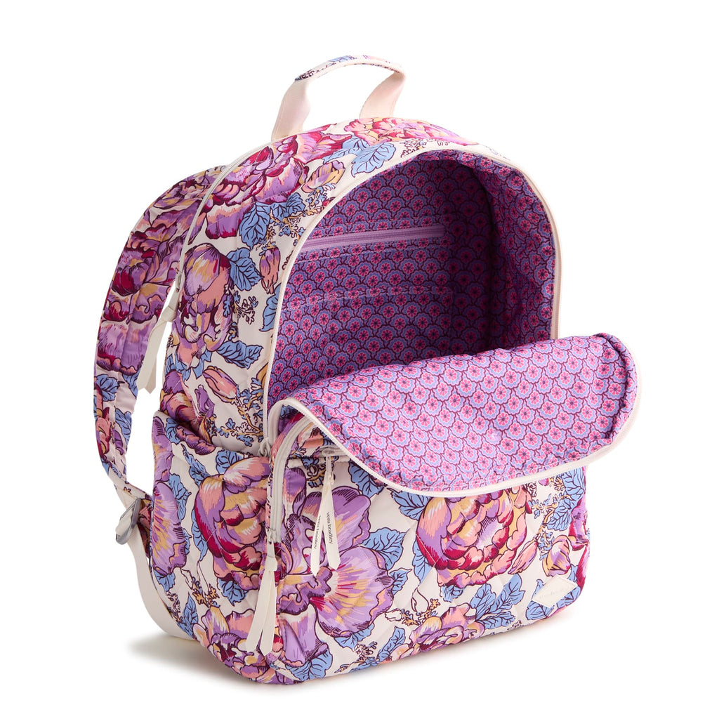 Floral patterned backpack on a white background