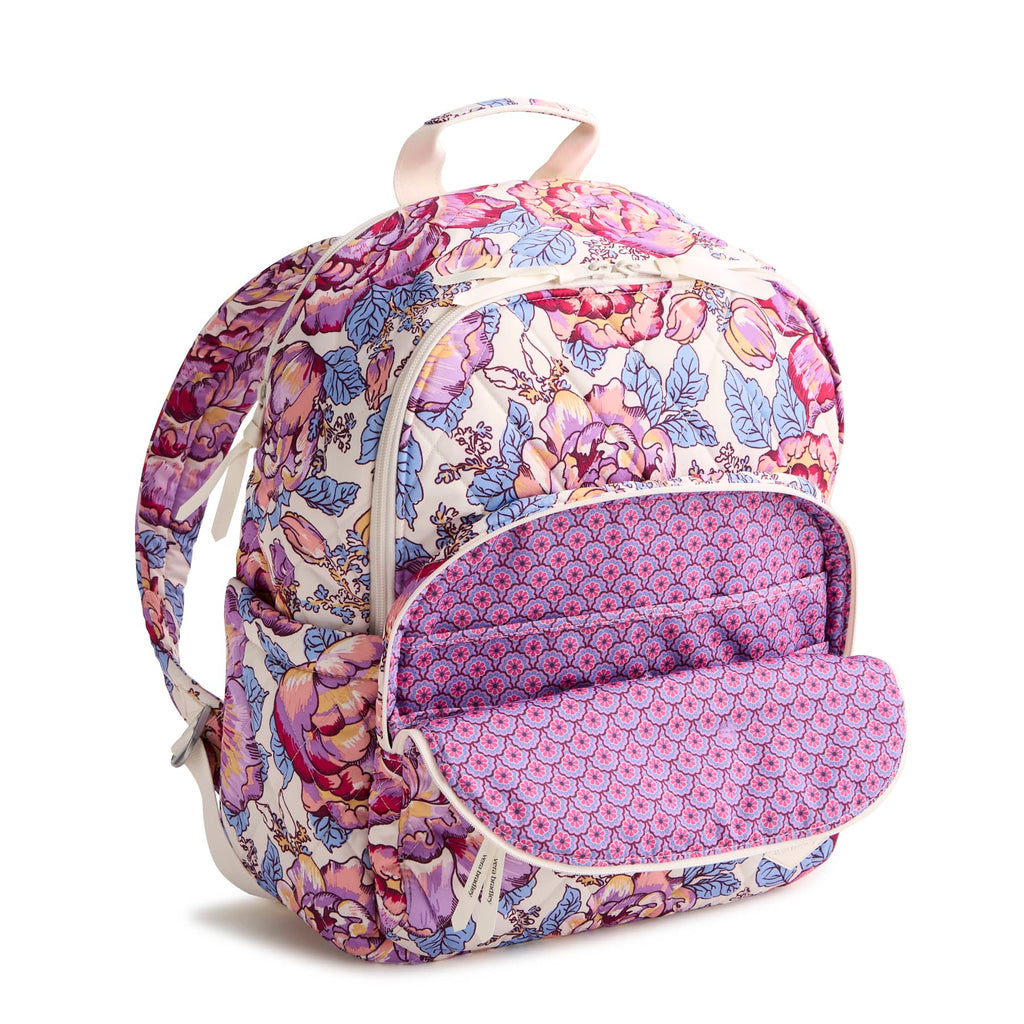Floral patterned backpack on a white background